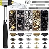 Kit de 507 cierres a presión, kit de cierres de cuero de 0.59 pulgadas, broches de costura, botones de presión de botón de ac