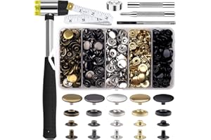 507PCS Snap Fasteners Kit, 15mm Leather Snap Fasteners Kit, Sewing Snaps, 304 Stainless Steel Button Snaps Press Studs with 6