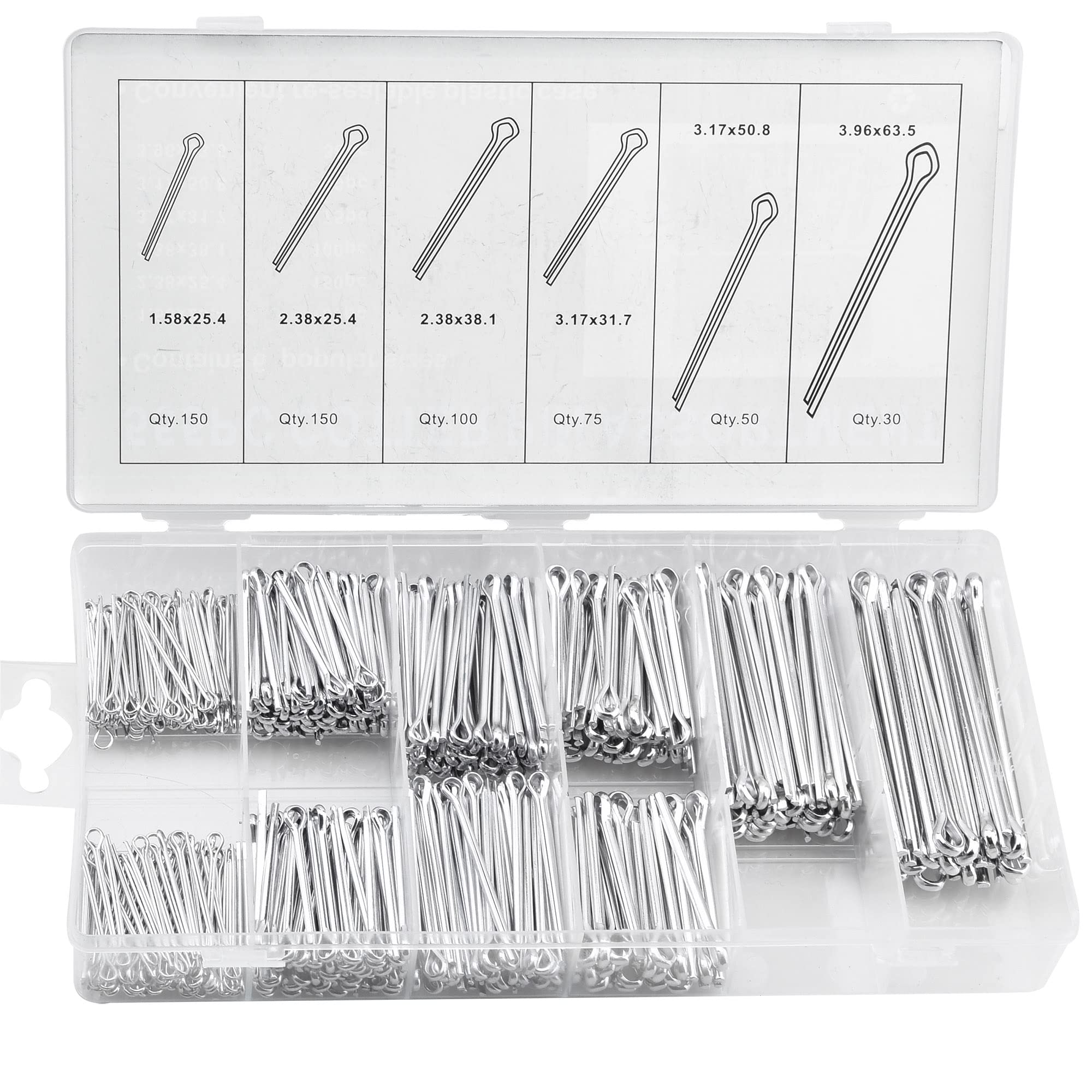 555Pcs Cotter Pin Assortment Set Assorted Clip Key Fastening Pin Set -Trailer pin for automobile axle