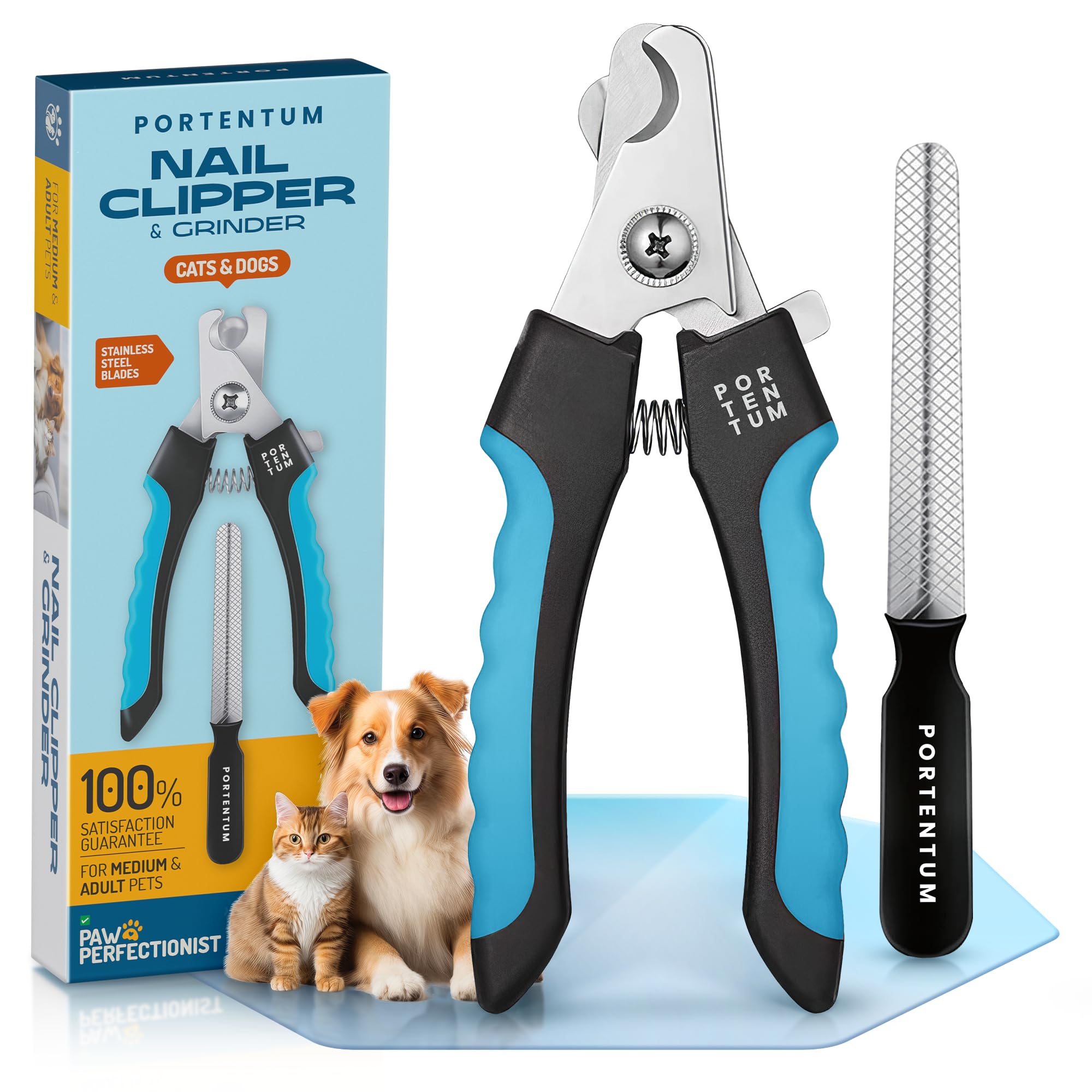 PORTENTUM Dog Nail Clippers for Large and Medium Breed (6") Professional Pet Nail Clipper Suitable for Cats, Rabbits and Guinea Pigs with Safety Lock and Protective Guard to Avoid Over Cutting