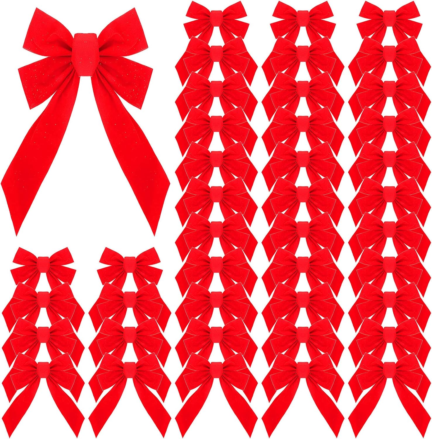 Bows & Ribbons - Jexine 20 Pack Red Christmas Velvet Bow 9 x 13 Inch Red Christmas Outdoor Decorations Large Velvet Christmas Wreath Bow Outdoor Christmas Bows for Fence Decorative Seasonal Bows for Holiday Xmas Tree