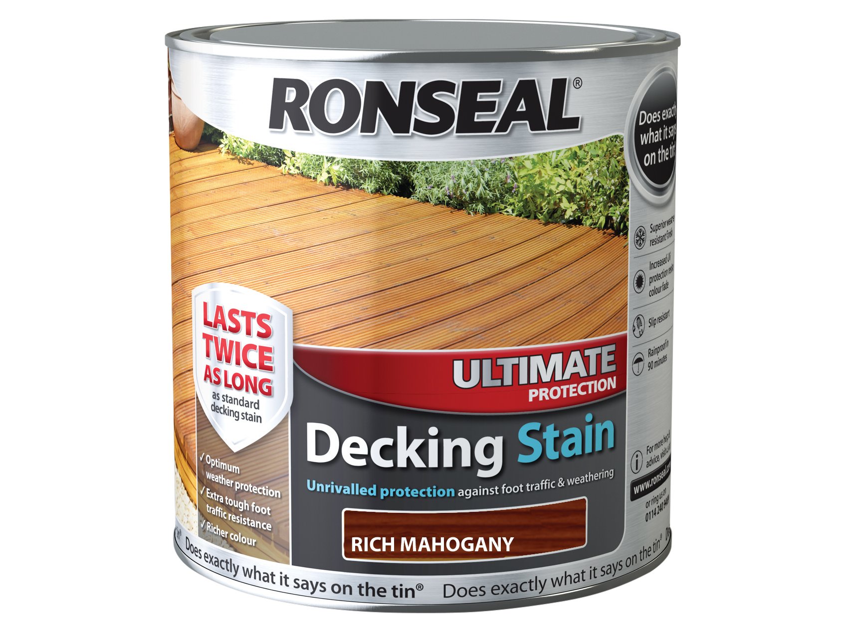 RONSEAL UDSRM25L 2.5 Litre Ultimate Protection Decking Stain - Mahogany