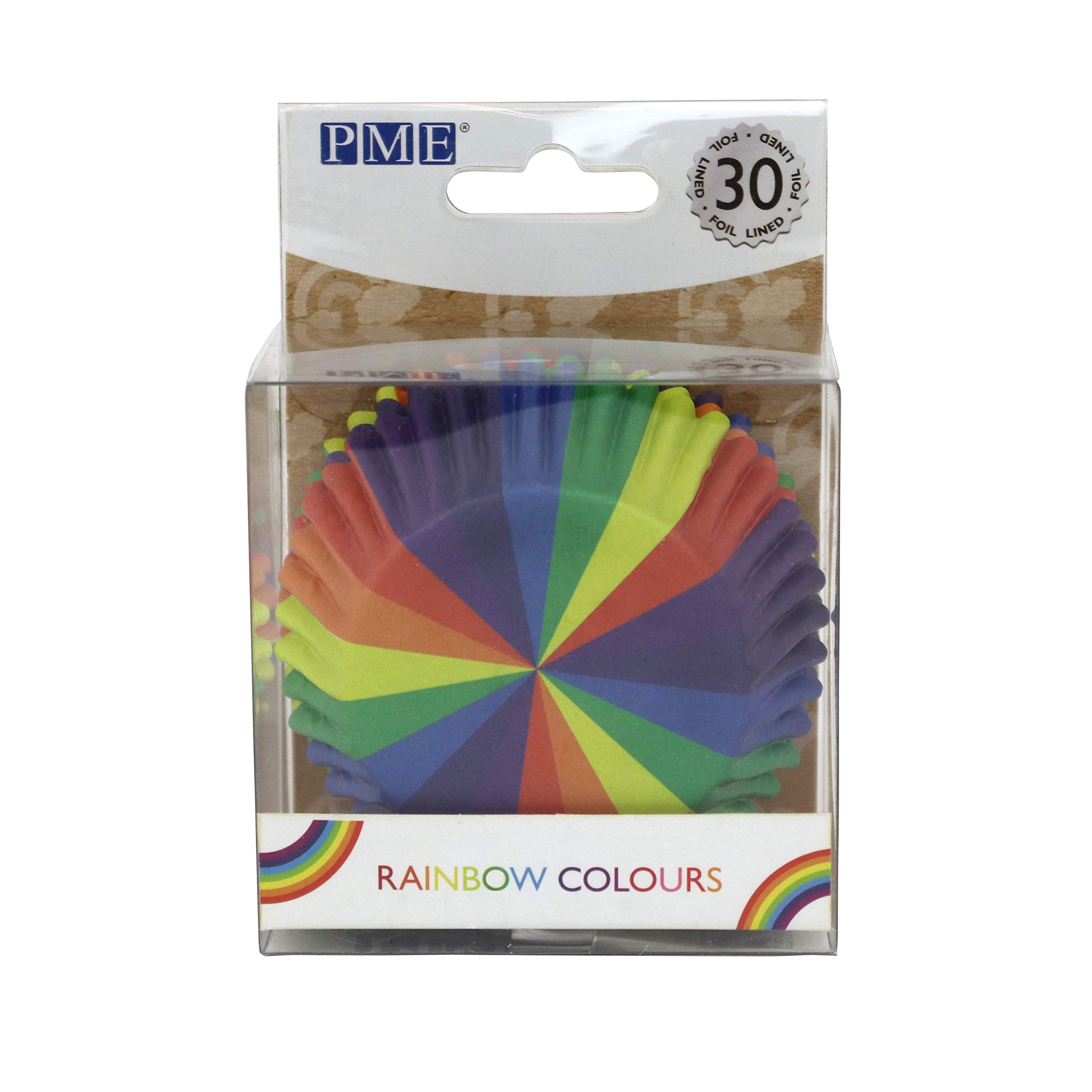 PME BC832 Rainbow Colours Cupcake Cases, Foil Lined, Pk/30, Paper, Metallic