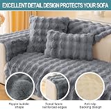 SHANNA Thick Rabbit Plush Sofa Cover 1 2 3 Seater Grey 70x90cm Armrest view 2