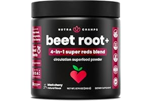 NutraChamps Beet Root Powder Circulation Supplement, Superfood Powder Nitric Oxide with Beetroot Juice, Super Reds & Grape Seed Extract, No Sugar Beet Supplement - 8.74 Oz