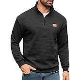 URRU Men's Quarter Zip Pullover Sweatshirt Mock Neck Long Sleeve Sweater Slim Fit Casual Polo Sweaters