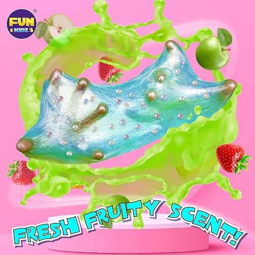 6er Slime Set Mit Fluffy, Cloud & Clear Slime – In Rosa & Blau, Inkl. Tier-Anhänger, DIY Kit Für Kinder
