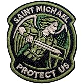 Zolawe St. Michael Protect Us Hook and Loop Patch, 3 Inches Sew On Patches, Embroidery Patches for Backpacks Bags Vest Dog Harness, Tactical Military Embroidered Patches, Christian Catholic DIY Patch