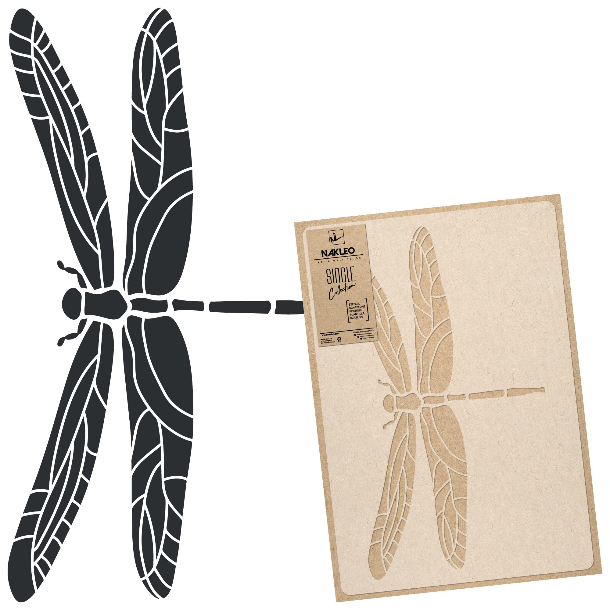NAKLEO Large Wall Painting Stencil 43x64 cm, Dragonfly Darning Insect Bug Pattern, Reusable Plastic Template, DIY Art and Craft Home Decor, Floor Wood Fabric Furniture