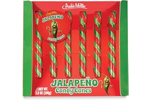 Archie McPhee's Jalapeño Candy Canes - 6 Count, 9 grams Each - Mexican Cuisine Inspired Holiday Candy, Perfect Christmas Stocking Stuffer and Gag Gift