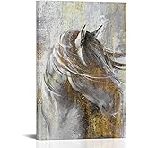 LoveHouse Abstract Horse Canvas Wall Art Vintage Western Life Animal Painting Picture Print Artwork for Home Bedroom Living Room Wall Decor Framed 24"x36"