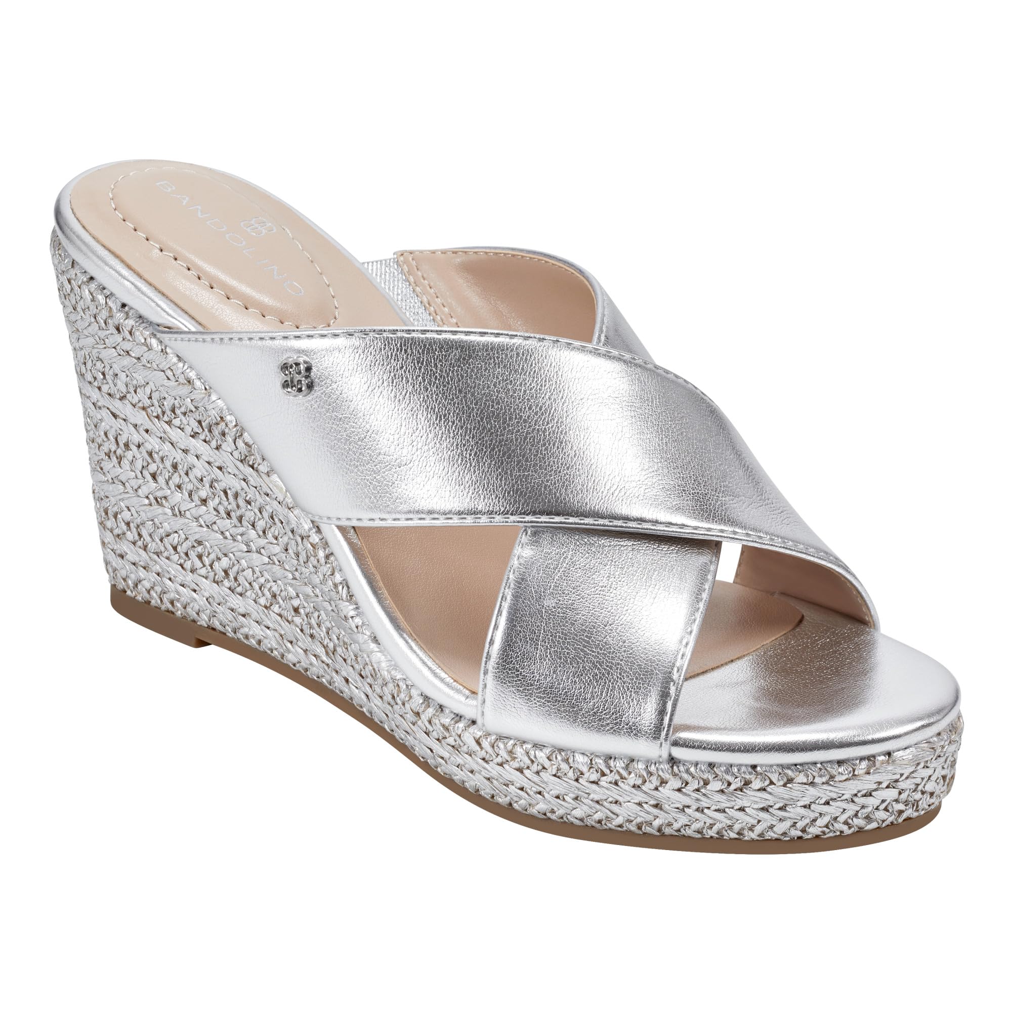 Bandolino Women’s KAMMIE Espadrille Wedge Sandal, Silver 040, 7.5