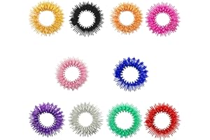 HUAMIAODI 10 Pieces Finger Acupressure Massager Rings Fidget Rings Stress Anxiety Relief Items Set for Men,Women,Adults,Teens
