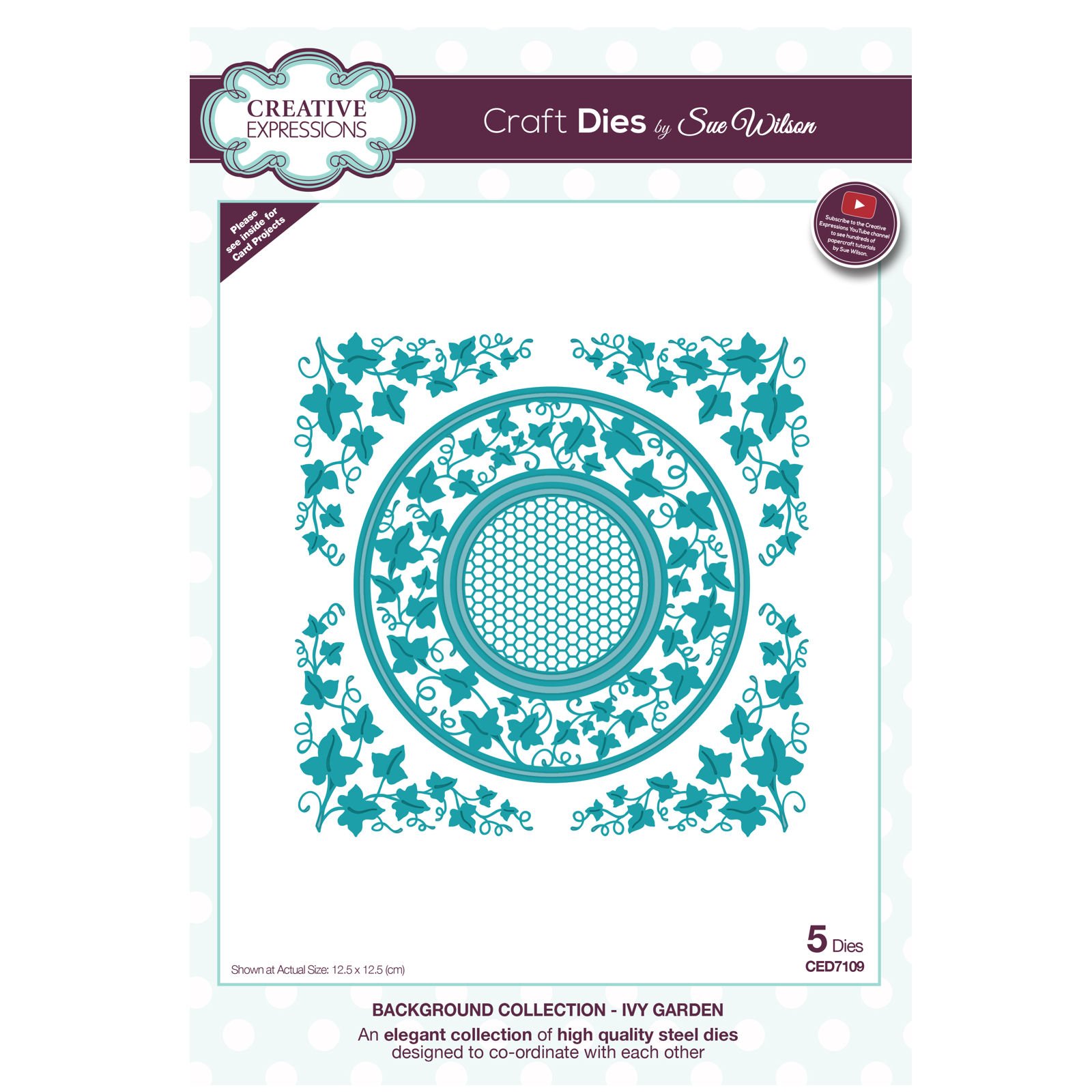 Sue Wilson Background Collection Ivy Garden Die, Metal, Silver, 28 x 20.5 x 0.8 cm