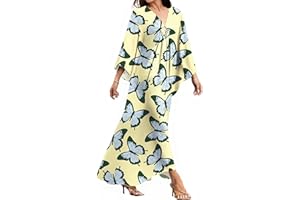 MAKABO Kaftan Dresses for Women Caftans Moo Moos V Neck Beach Swimsuit Cover Up Boho Hawaii Maxi Dress