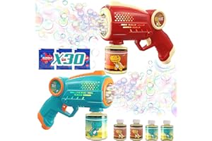 Skirfy Bubble Gun, 2 PCS Bubble Machine Gun with 10 Hole Light Sounds, Bubble Machine for Kids, Bubble Blower, Bubble Blaster, Bubble Machine for Parties, Gift for Brithday Family Day