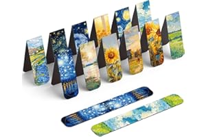 Uniclife 12 Pcs Magnetic Bookmark with Oil Painting Designs, Bookmarks for Women, Magnet Book Marks for Book Lovers, Artistic