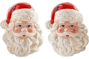 The Bridge Collection Classic Santa Salt & Pepper Shakers - Christmas Salt and Pepper Shaker Set - Holiday Kitchen Decor