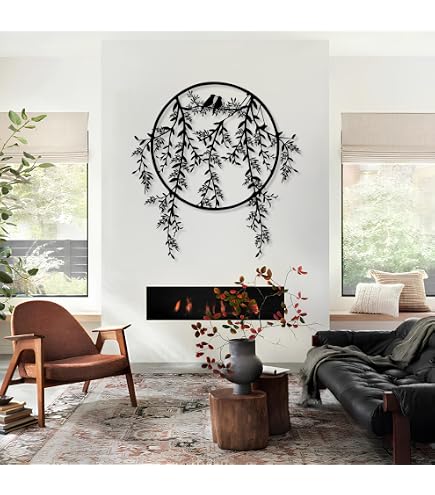Decoración De Pared Árbol De La Vida Con Pájaros - Metal, 30x30 Cm, Ideal Para Salón, Dormitorio O Jardín