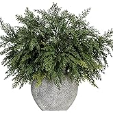 22 Inch Long Artificial Cedar Pine Branches Real Touch Pack of 5 Christmas Greenery Stems Faux Cypress Picks Cedar Tree Leaves Sprigs for Vase Fillers Winter Holiday Home Decoration (5, Green)