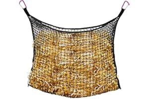 B BLOOMOAK Bloomoak Knotless Slow Feed Hay Net with 4 Carabiner Clips for Horses/Open Top Hanging Hay Bag with Large Capacity for Full Day Feeding/Trailer (1.75" Hole for Slow Feed, M 35 * 31")…