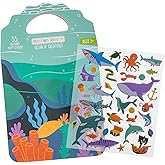 Stephen Joseph, Reusable Puffy Sticker Book for Kids - 35 Removable Stickers with Play Scene, Trabvel Activity Set for Toddlers, Educational Toy for Creativity and Imaginationn - Sea Life