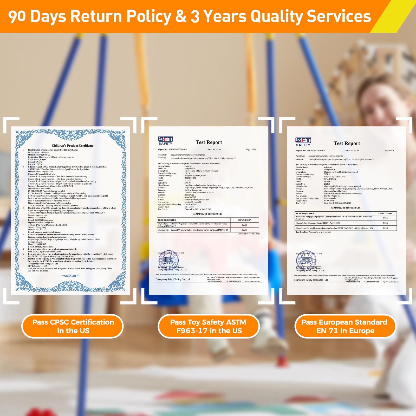 FUNLIO Toddler Swing with Foldable Metal Stand for Toddlers Aged 1~10 Years, 3-in-1 Baby Swing Set with 4 Sandbags for Backyard/Indoor/Outdoor Play, Easy to Assemble & Store