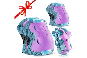 BOSONER Knee Pads for Kids Roller-Skating: Adjustable Protective Gear Set Knee Elbow Pads Wrist Guards for Bike Cycling Skateboarding Scooter Gifts 3-8/9-15 Years Boys Girls