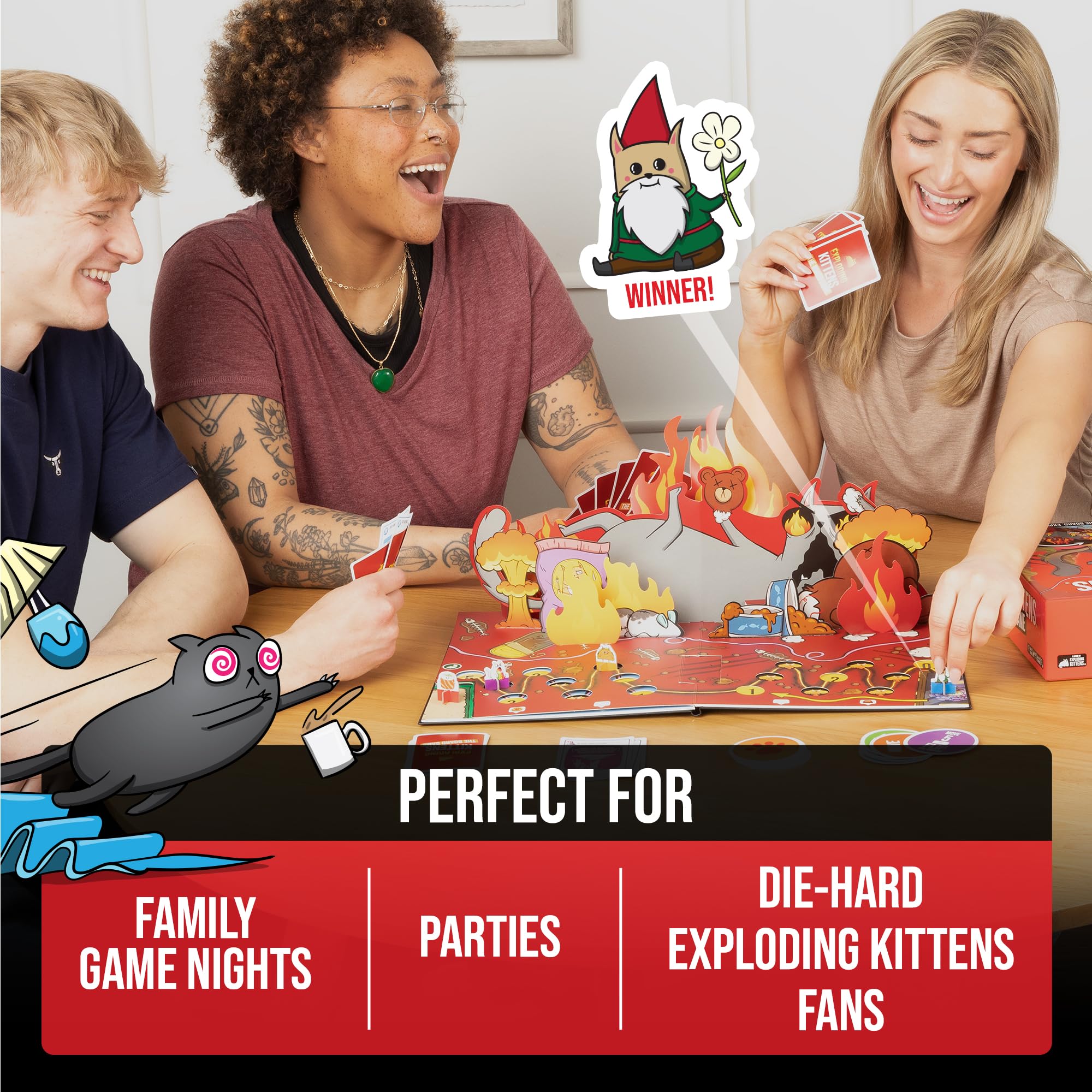 Exploding Kittens: The Board Game - The Action Packed Party Game to Celebrate 10th Birthday - 2-6 Players Aged 7+ - Great for Adults, Teens, Collectors, Kids