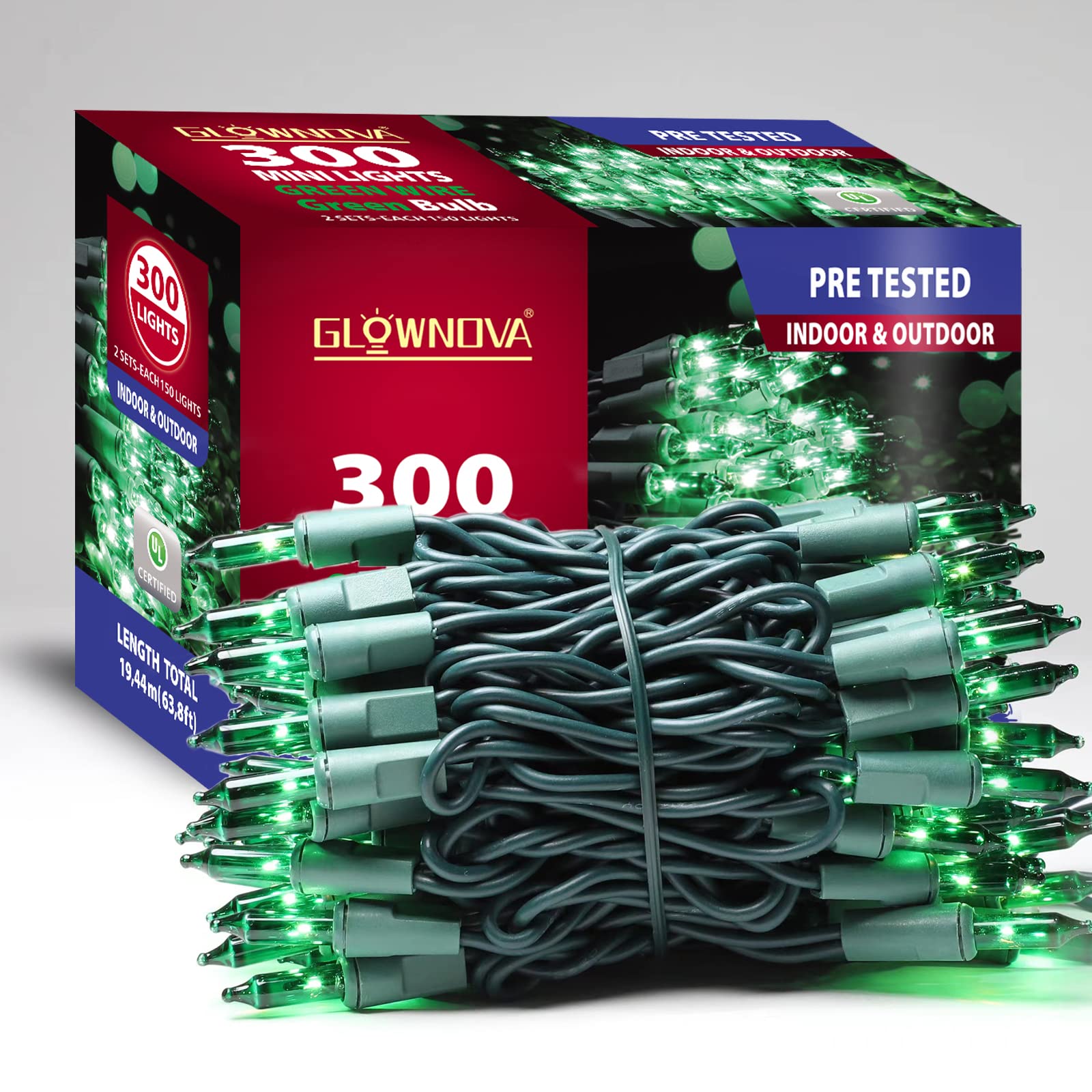 GLOWNOVA Green Wire,Green Incandescent Bulb 300