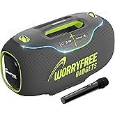 WorryFree Gadgets Portable Bluetooth Speaker with RGB Lights, Mic with EQ & Volume Control, 10M Range, 24-Hour Playtime, 350W, Gray