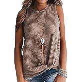 MIHOLL Womens Casual Tops Sleeveless Cute Twist Knot Waffle Knit Shirts Tank Tops