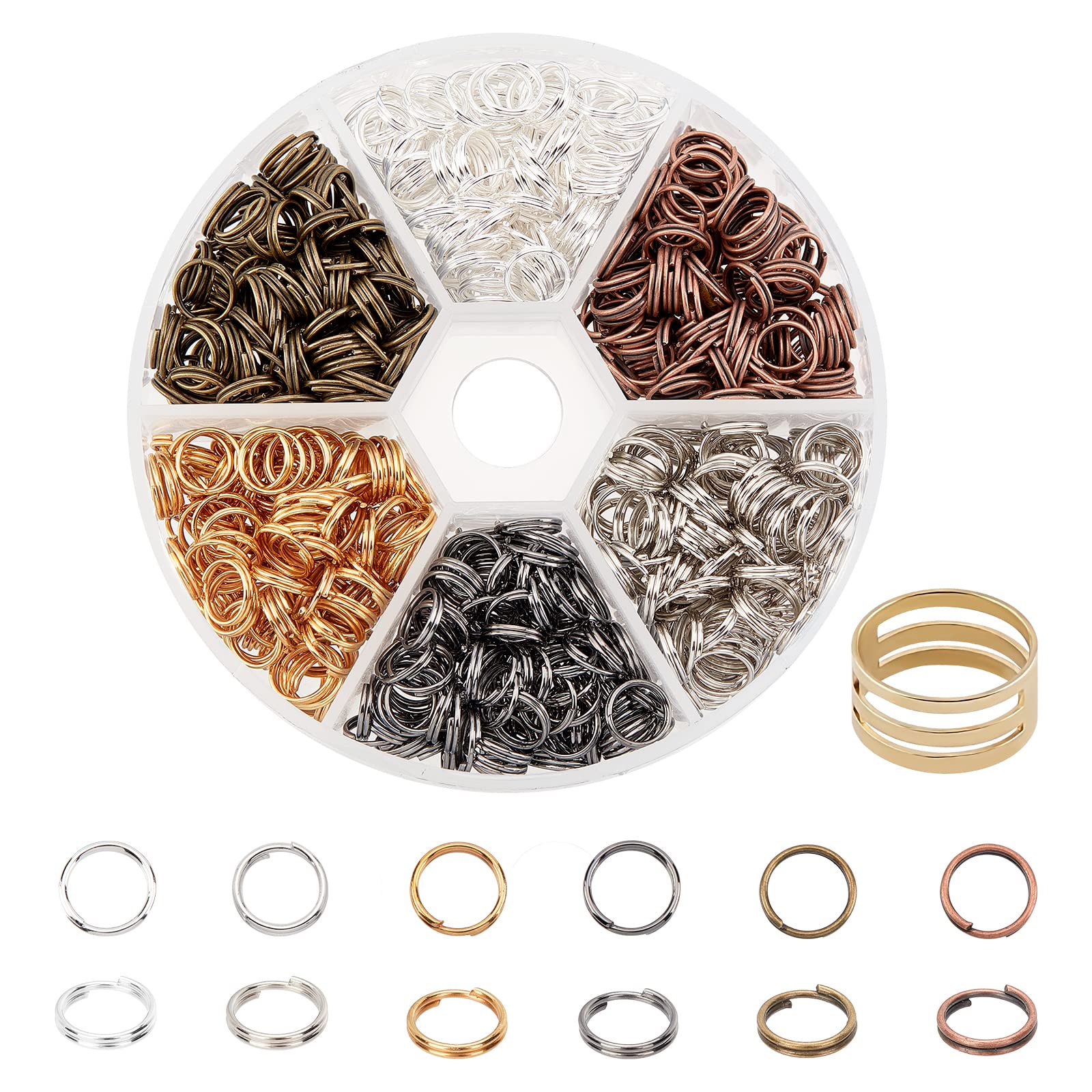PH PandaHall 800 Pcs 6 Colors 7mm Iron Split Rings Double Loop Jump Ring 21-Gauge Ring Connector for Earring Bracelet Necklace Pendants DIY Craft Jewelry Findings Making