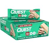 Quest Nutrition Peppermint Bark Protein Bar, 21g Protein, 12 Count | 12g Fiber, 4g Net Carbs, 1g Sugar, Gluten Free, High Quality Protein, Soft and Chewy, Individually Wrapped 2.12oz Bars