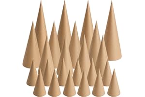 TFTAFAN 24 Pack Paper Mache Open Bottom Cones for Christmas, Halloween, Valentine's and DIY Decorations