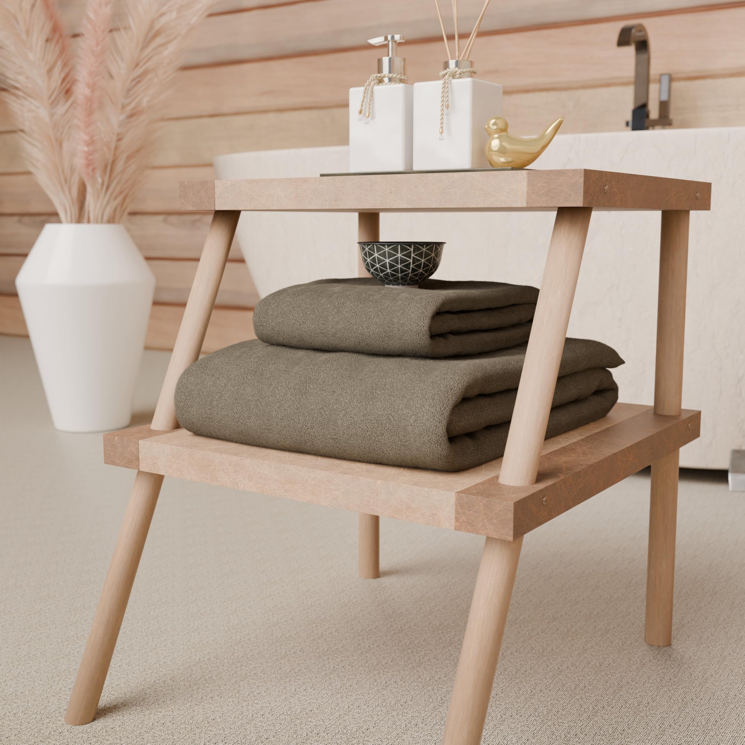 PETTI Artigiani Italiani - 100% Cotton Terry Bath Towels, 1+1 Towel Set, 2 Pieces 1 Face Towel and 1 Hand Towel, Mud Towels — image 1