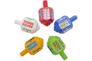 MEXART Classic Mexican Pirinola Toma Todo Solid Plastic Piece 5 Multicolors Pack/Pirinola de Plastico Solida (5 Pack)