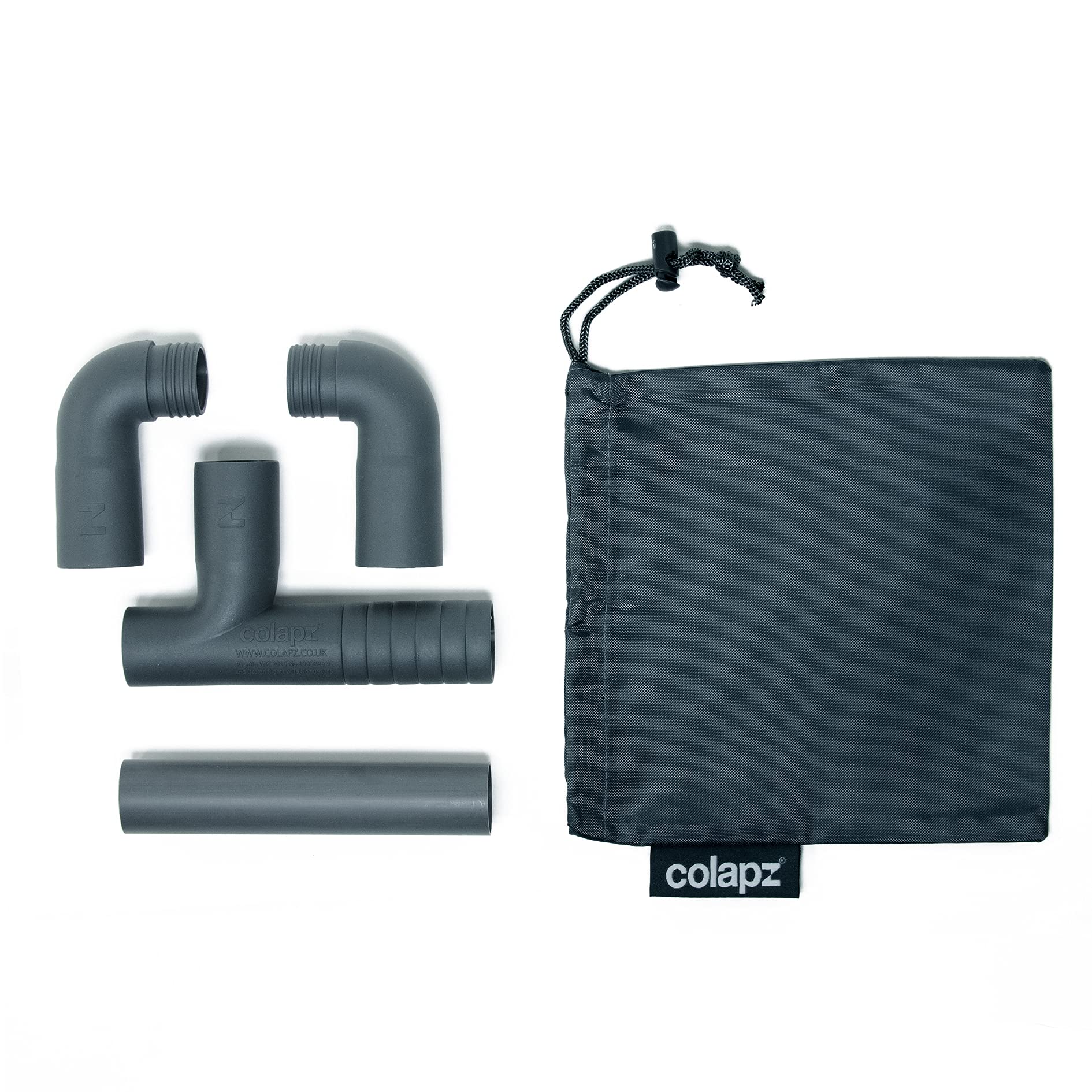 Colapz Caravan Accessories - Double Caravan Waste Water Outlet Hose Adapter - Adjustable Design to Fit Most Caravans - Includes 15cm Down Pipe and Carry Bag