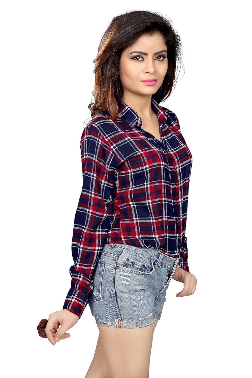 trendif women's viscose checkered shirt