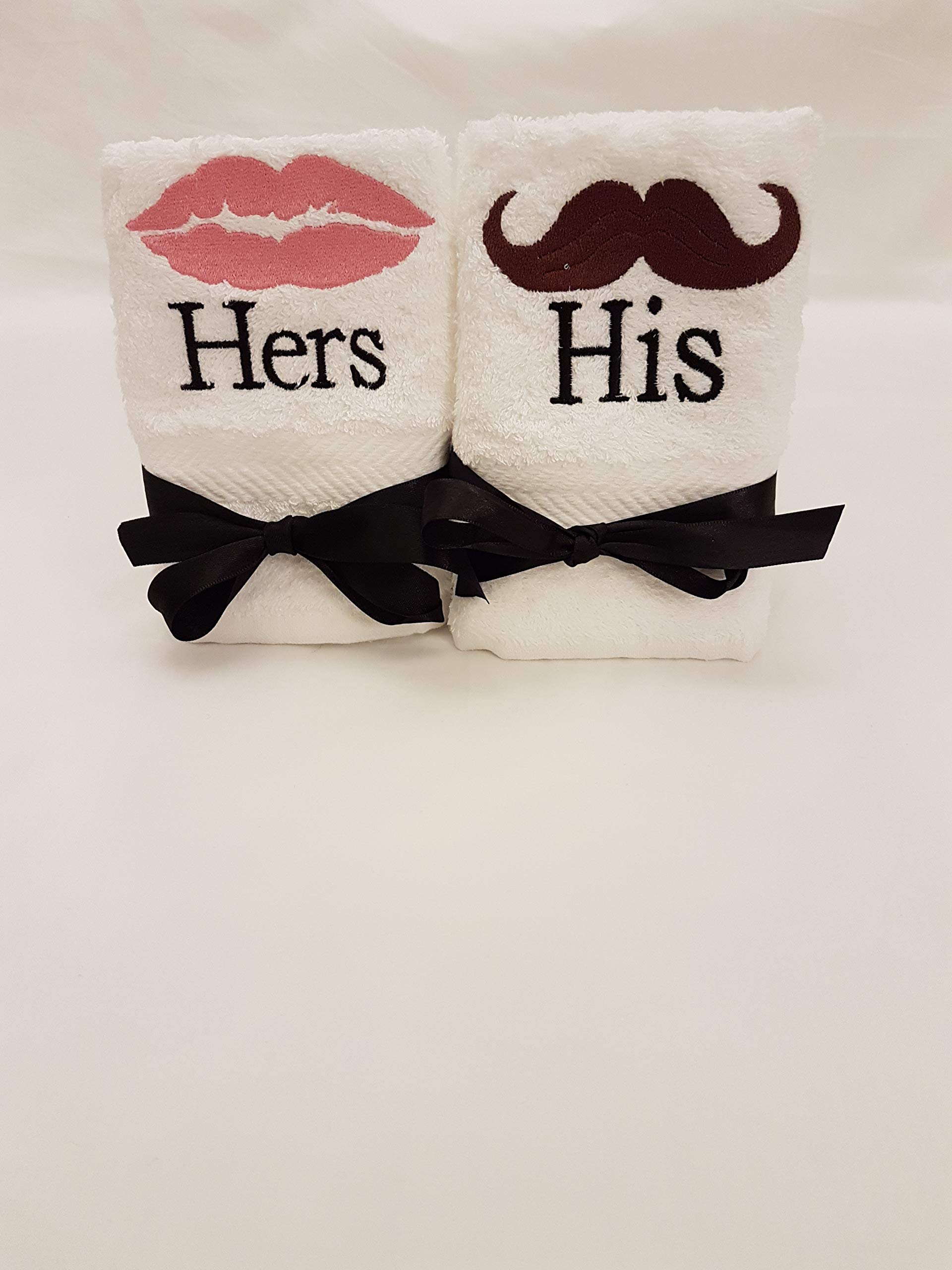 Lex's Linens Set of 2 Embroidered His & Hers Guest Towels