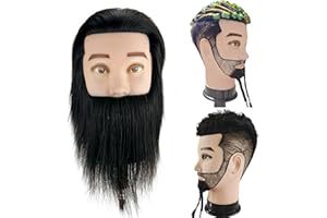 YIIFIULYN Men's Mannequin Head Human Hair, Barber Mannequin Head Male, Training Head for Hair Cutting