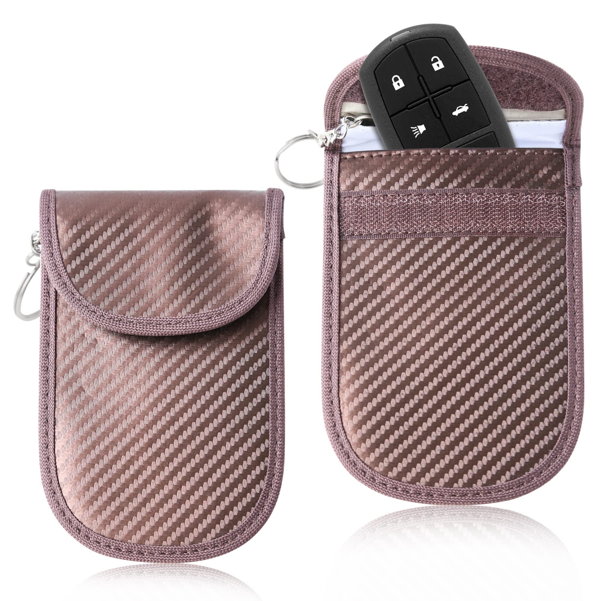 KF-Premium Faraday Pouch for Car Keys – Anti-Theft Car Key Signal Blocker Pouch & Faraday Bag – RFID/NFC Key Fob Protector for Vehicle Security – Signal Blocking Case (Brown)