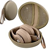 co2CREA for Beats Studio Pro / Studio3 / Solo4 / Solo3 Headphones, Hard Travel Case Compatible with Beats Wireless On-Ear Headphones (Light Brown Case)