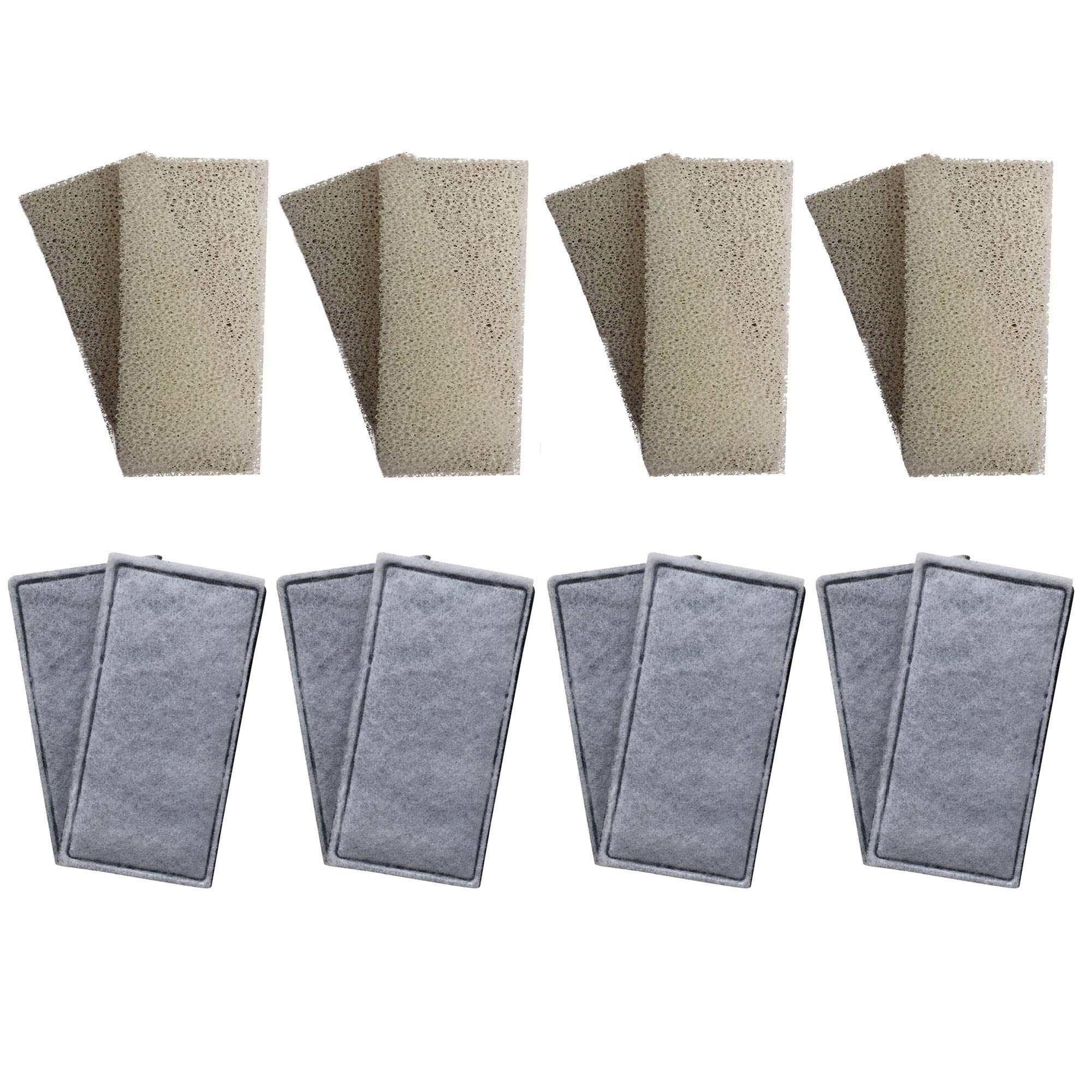Finest-Filters 8 x Compatible Foam and 8 x Compatible Polycarbon Carbon Filter Cartridges to fit Fluval U2 Internal Filter