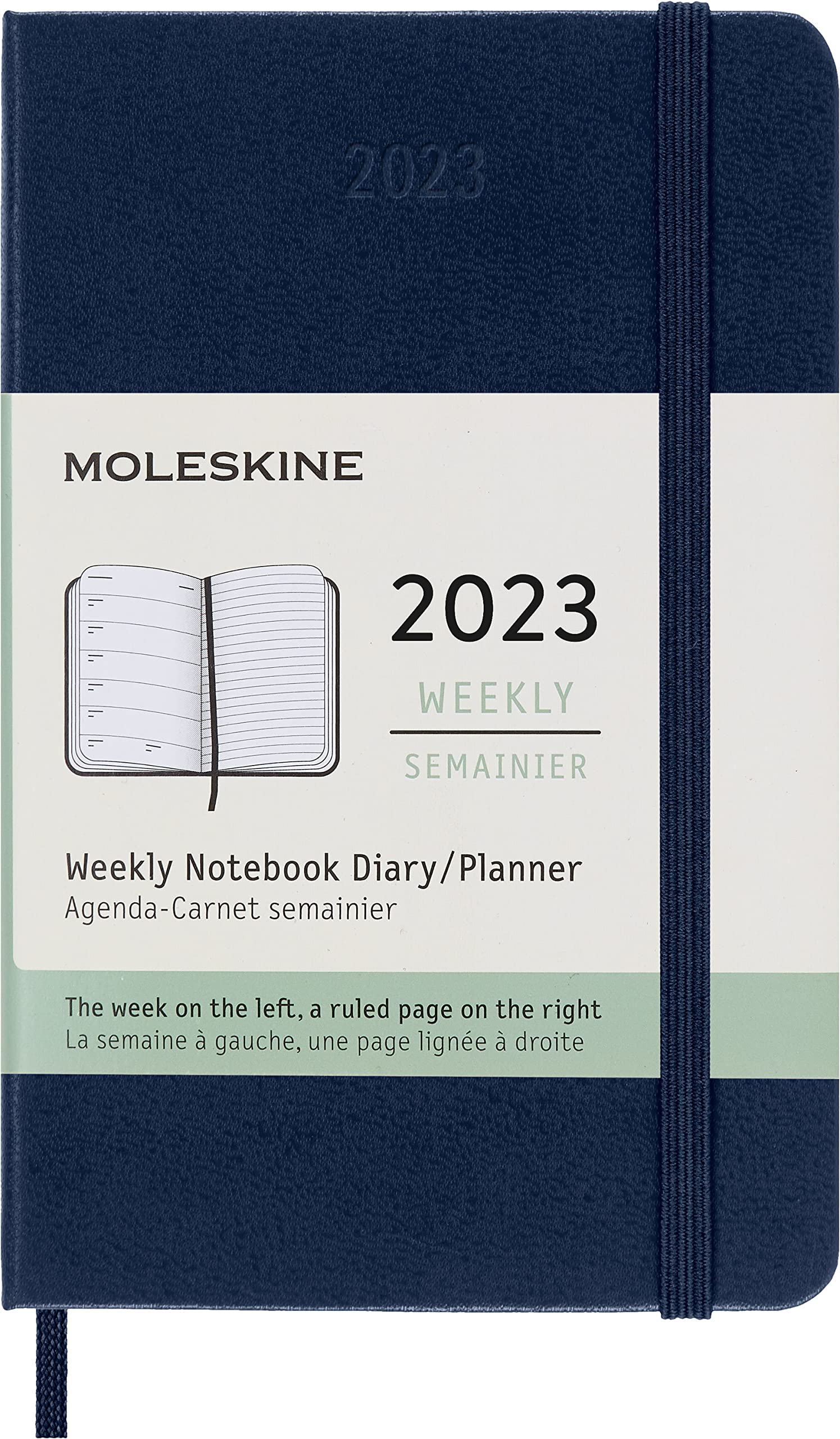 Moleskine Weekly Planner 2023, 12-Month Weekly Diary, Weekly Planner and Notebook, Hard Cover, Pocket Size 9 x 14 cm, Colour Sapphire Blue