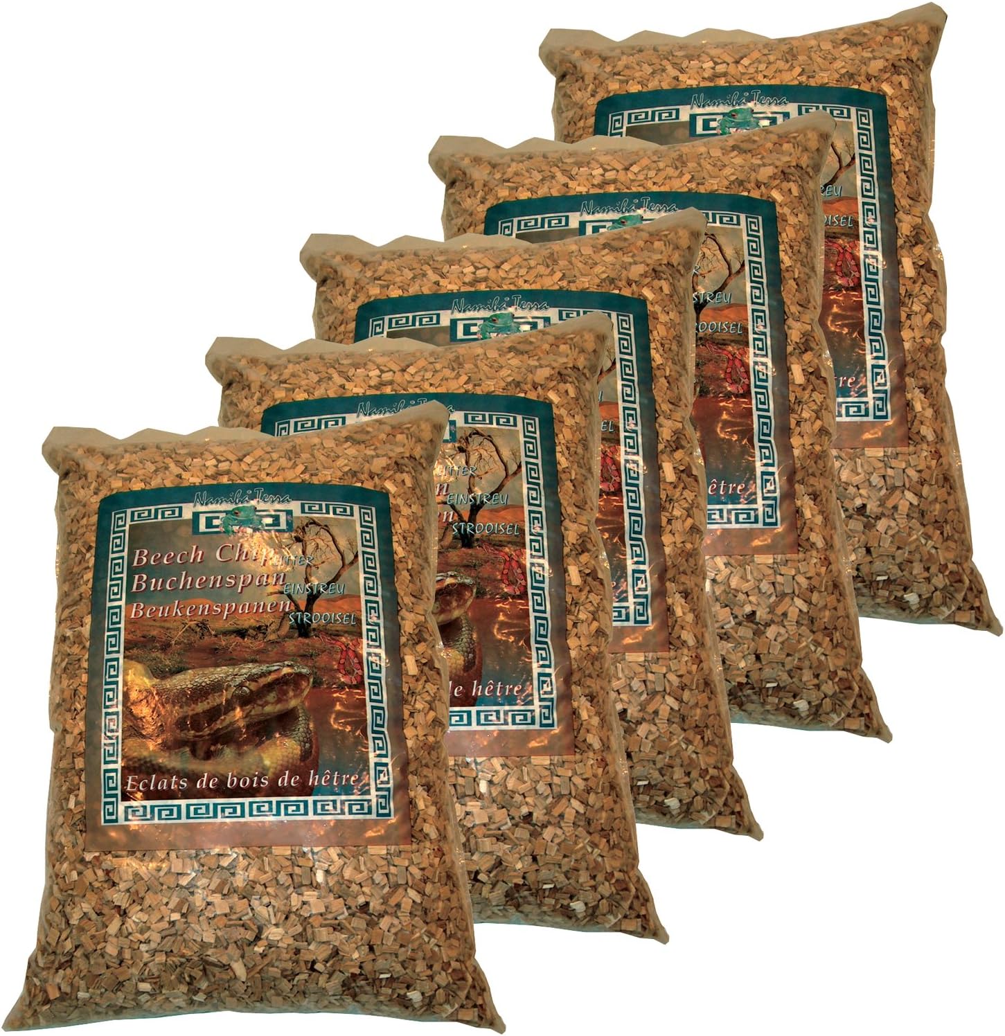 Namiba Terra 50170, Beech Chip Litter in Bundle, 10-12 mm, Medium, 4 Litres, Economy Pack of 5