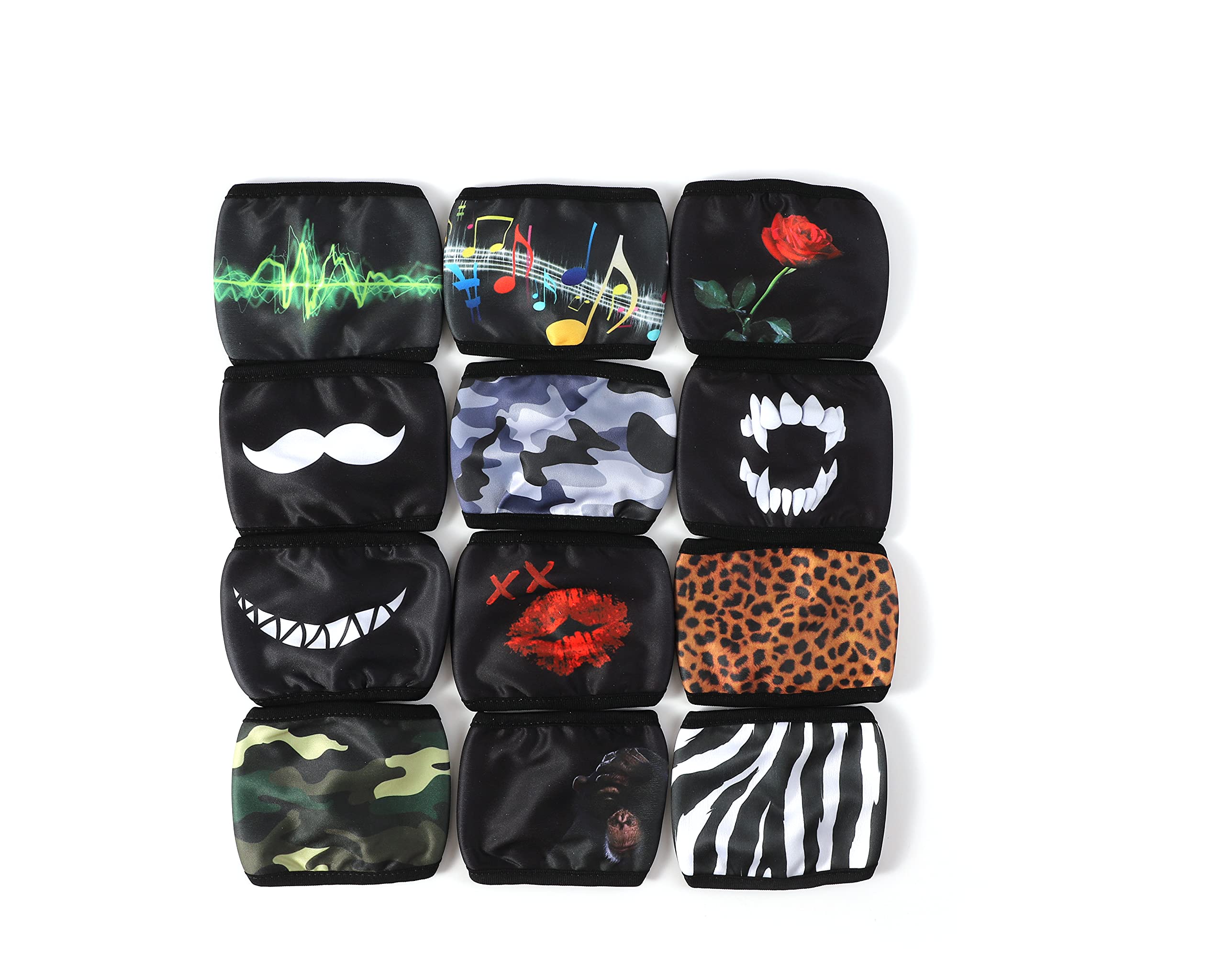 Komonee Adults Face Mask Washable Reusable Trendy Dustproof Graffiti City Cloth Mouth Cover Covering For Boys Girls Outdoors Indoors Childrens School Protection (Set Of 12)