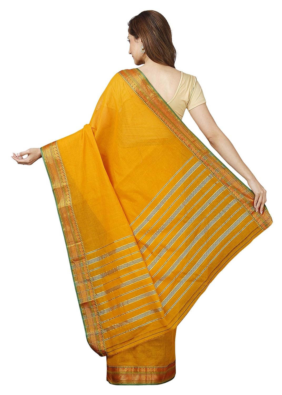 pavecha's women's venkatagiri cotton saree (mk4108, gold)