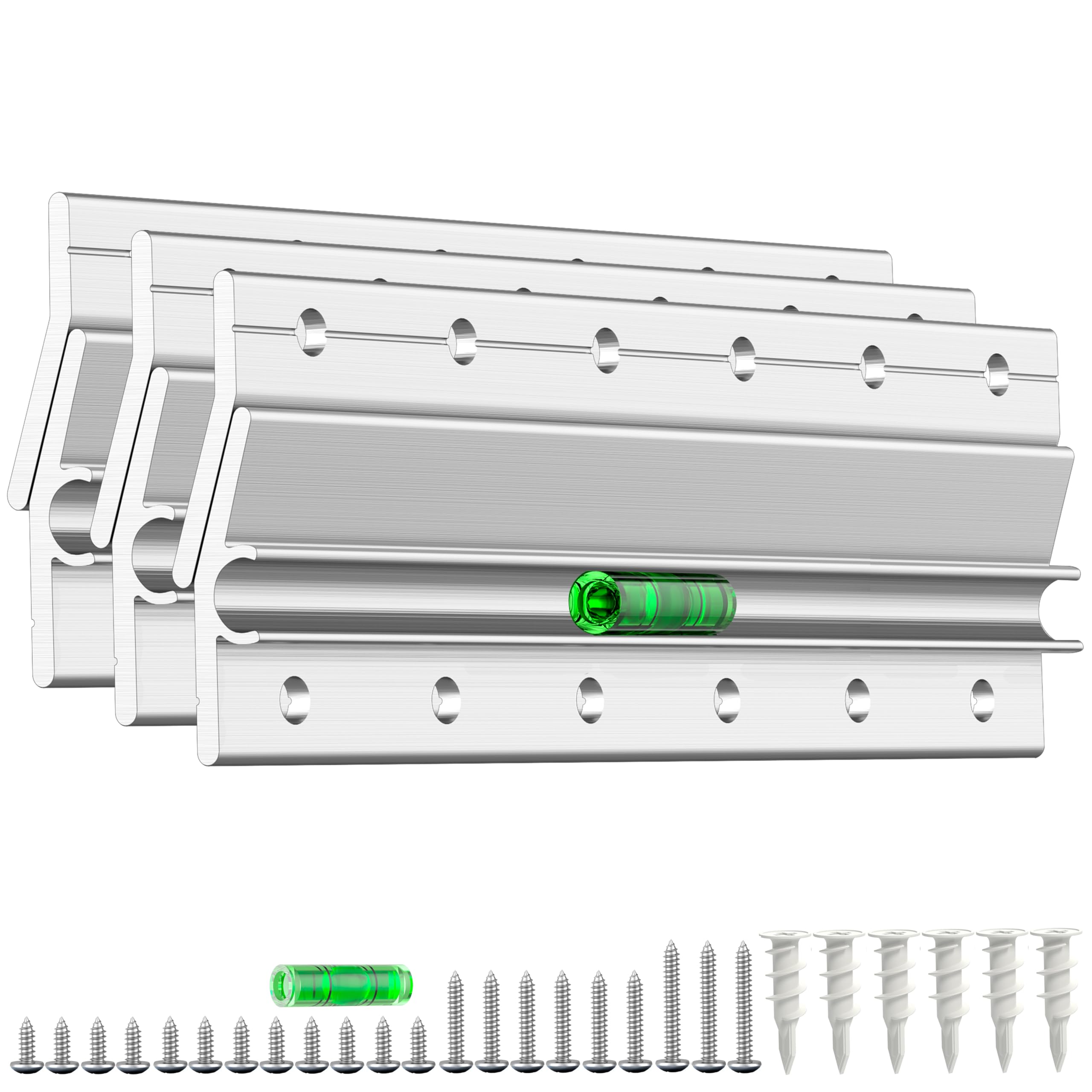 Photo 1 of 6" French Cleat with Built-in Level ,60lb - Wall Mount Brackets for Picture and Mirror Hanger,Hanging Hardware for Canvas, Frame, Art, Decorations - Aluminum Cleat Hanger - 3 Pack