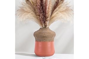 ONESPRUCE Vases for Flowers, 7.7 inch Resin Vase, Boho Vase, Vase for Decor Kitchen, Bedroom, Office, Living Room & Bathroom, Vases for Centerpieces, Table Decor (Orange Powder)